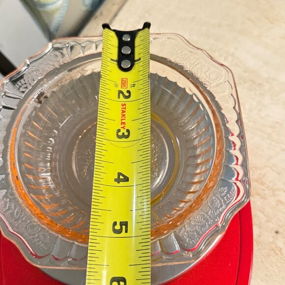 Vintage Mayfair Open Rose Pink Depression Glass Small Square Fruit Bowl - Picture 9 of 10